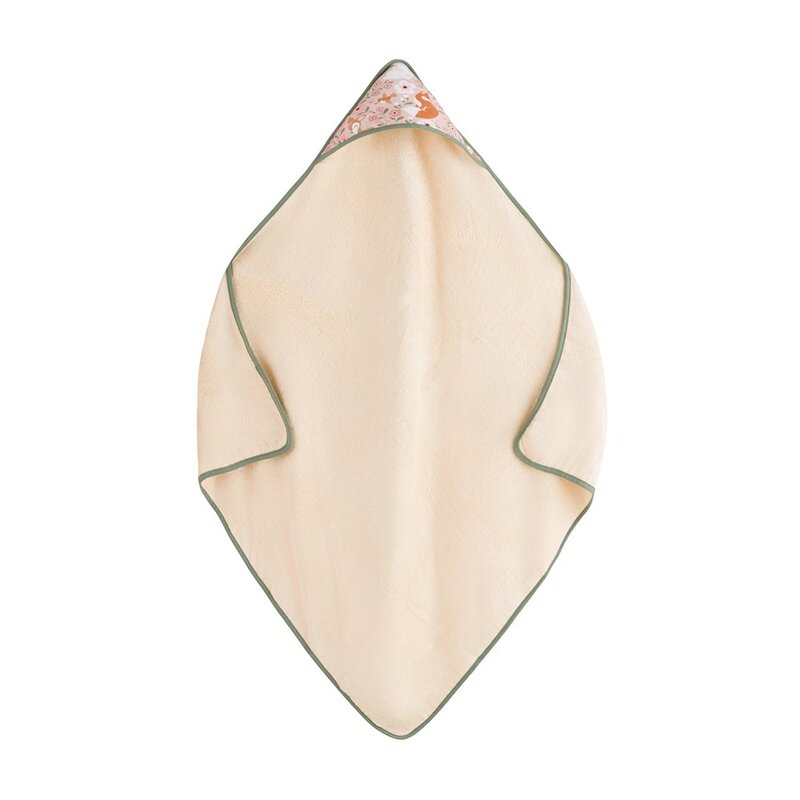 Prosop cu gluga, Petite&Mars, Loulou, Mare, 100 x 100 cm, 70% bambus, 30% bumbac, Certificare Oeko-Tex Standard 100, Hipoalergenic, respirabil si rezistent la mirosuri, Bej