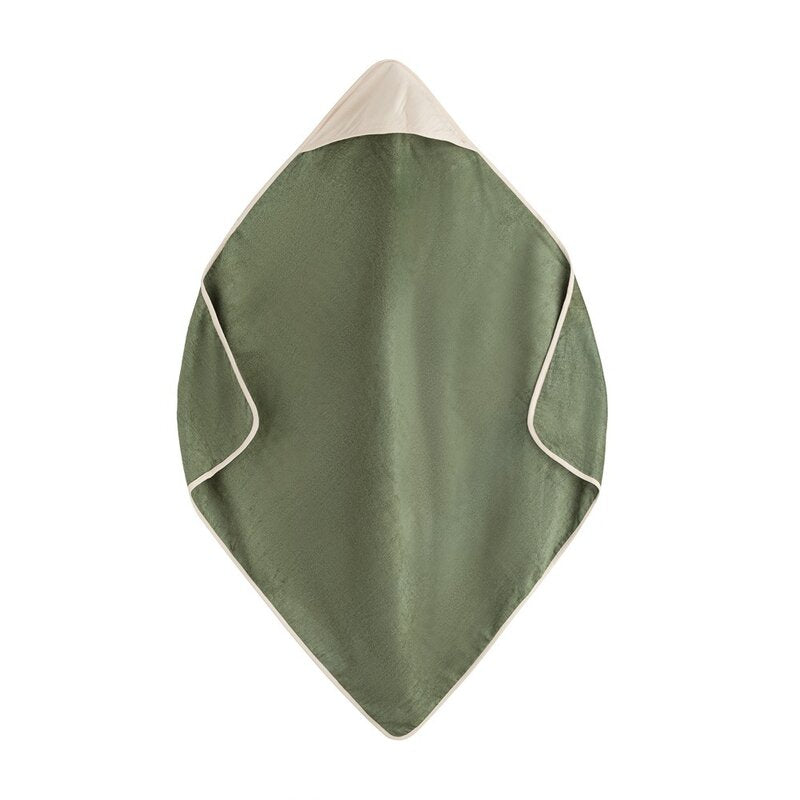 Prosop cu gluga, Petite&Mars, Loulou, Mare, 100 x 100 cm, 70% bambus, 30% bumbac, Certificare Oeko-Tex Standard 100, Hipoalergenic, respirabil si rezistent la mirosuri, Verde Botanic