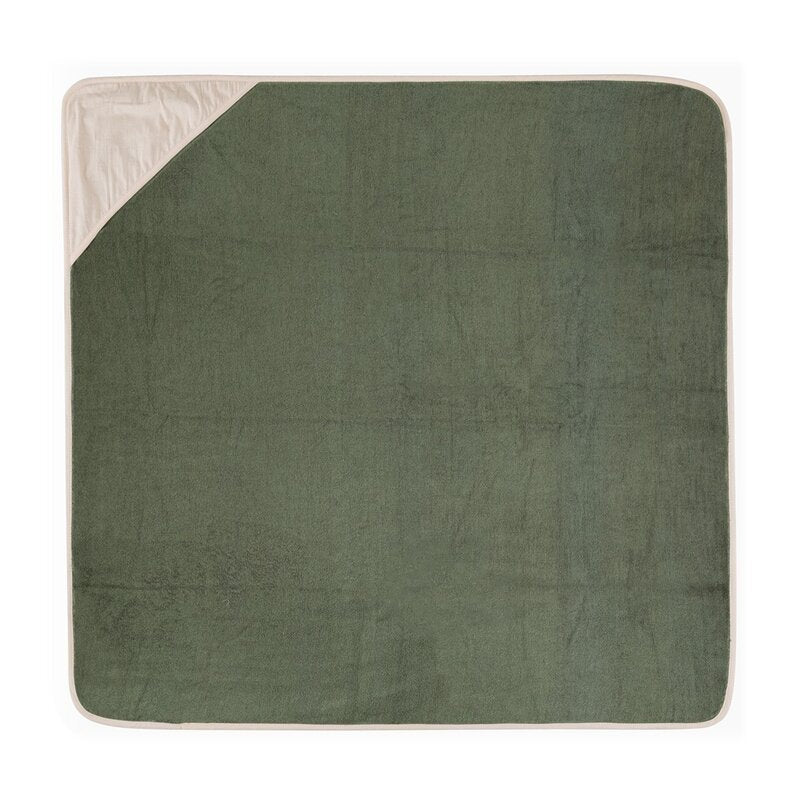 Prosop cu gluga, Petite&Mars, Loulou, Mare, 100 x 100 cm, 70% bambus, 30% bumbac, Certificare Oeko-Tex Standard 100, Hipoalergenic, respirabil si rezistent la mirosuri, Verde Botanic