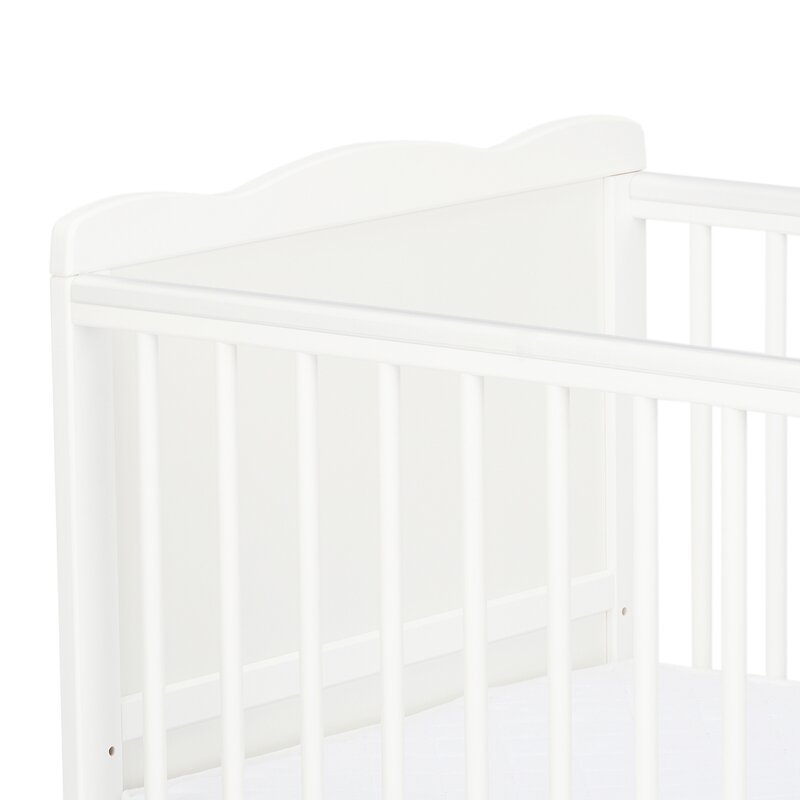 Patut din lemn bebe, 120x60 cm, Cu sina speciala pentru dentitie, Multifunctional, EN716-1, EN716-2, Alb, Qmini, Julia