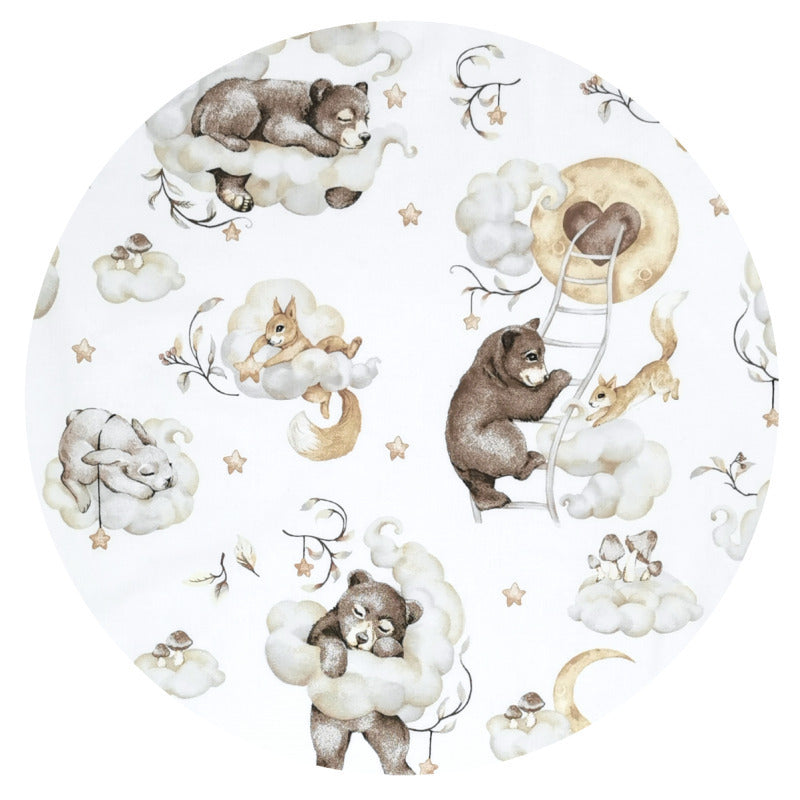 Prosop cu gluga, Qmini, Mare, Dimensiune 100x100 cm, Din bumbac si thermo fleece, Materiale certificate Oeko Tex Standard 100, Teddy Bear and Friends Beige