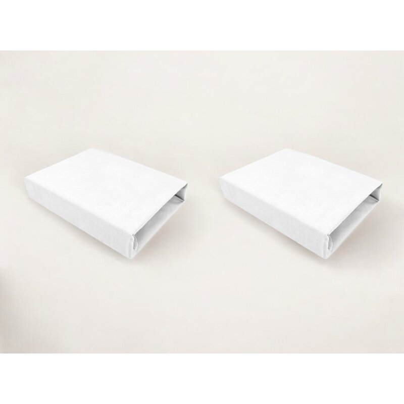 Set 2 cearceafuri cu elastic, Qmini, Pentru patut leagan sau patut co-sleeper, 90x50 cm, Din bumbac, Material certificat Oeko Tex Standard 100, White