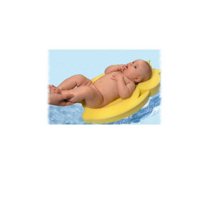 Reductor de baie, New Baby, Maxi, Din burete, 58 cm, Cu jucarii din spuma, Bear Yellow