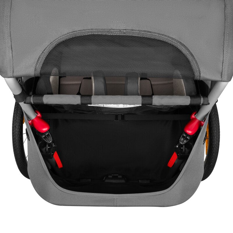 Carucior si remorca de bicicleta, Lionelo, Cama, Multifunctional, Pentru 1 sau 2 copii, Cu sistem de absorbtie a socurilor SIQ, Geamuri cu protectie solara, Negru