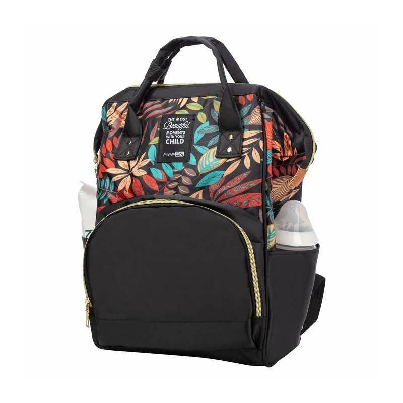 Rucsac pentru mamici, Simply, Cu multiple compartimente, FreeON, 25 x 16 x 40cm, Black