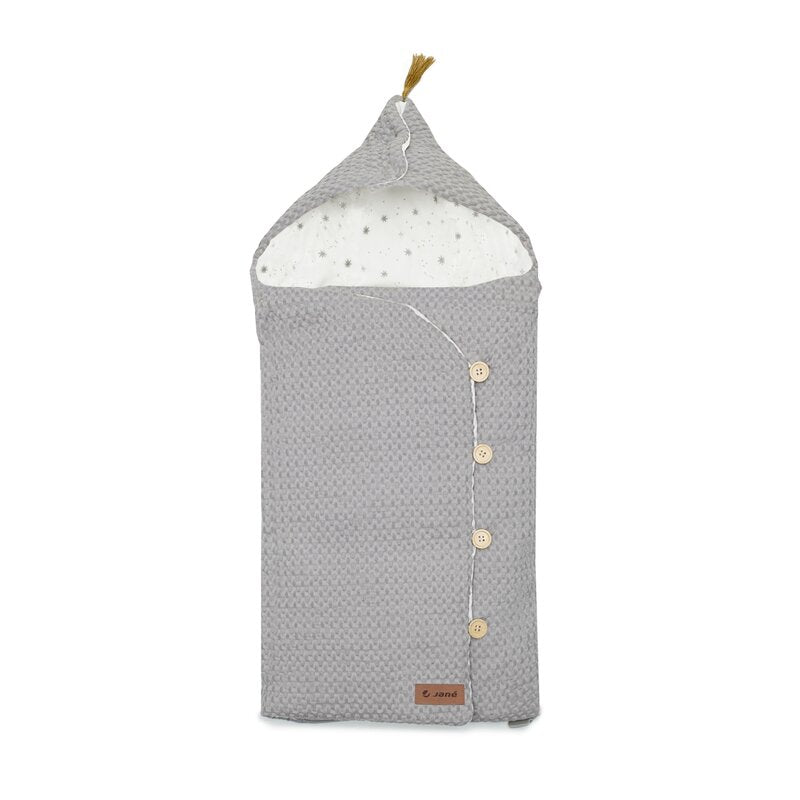 Sac de iarna cu gluga, Jane, Mims Plus, Pentru carucior si scoica auto, 88 x 43 cm, Inchidere cu nasturi si fermoar, Botanic