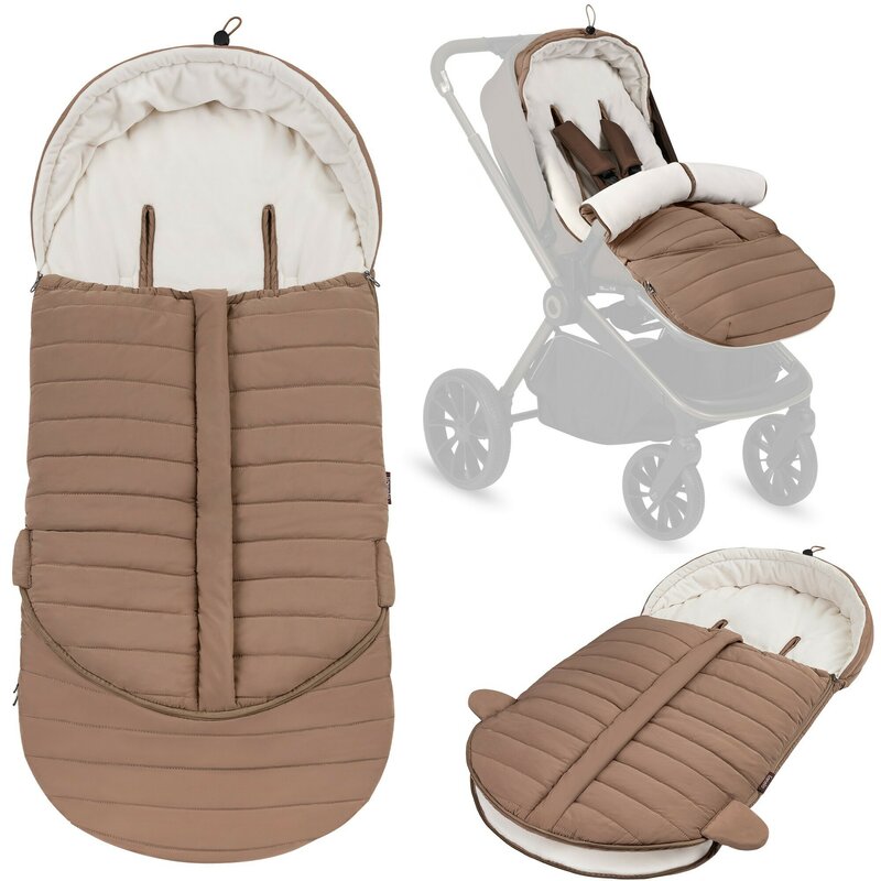Sac de iarna, Lionelo, Oli, Pentru carucior, landou sau scaun auto, 101x45 cm, Impermeabil, Rezistent pana la -20 grade, Extensibil, Maro