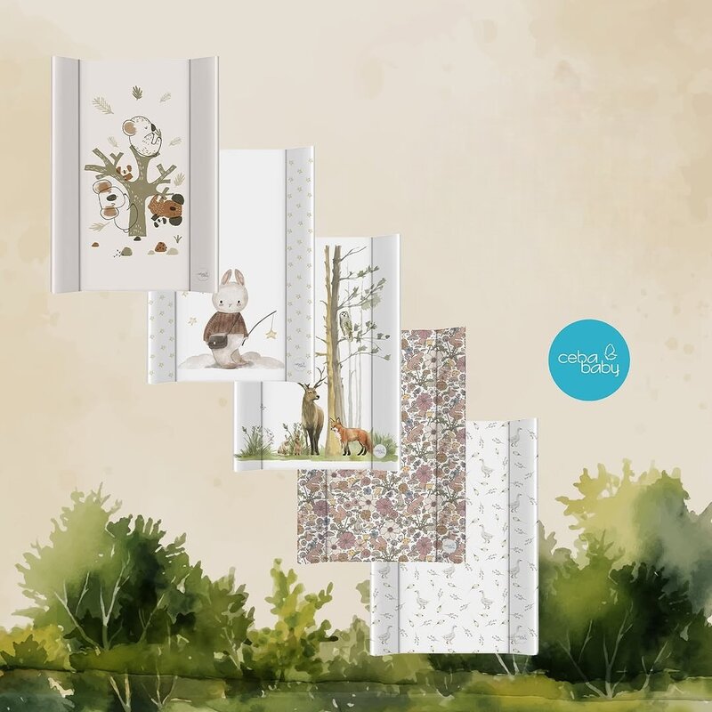 Saltea de infasat, Ceba Baby, Basic, 50x70 cm, Atasabila la patut, Fara BPA, 0 luni+, Woodland