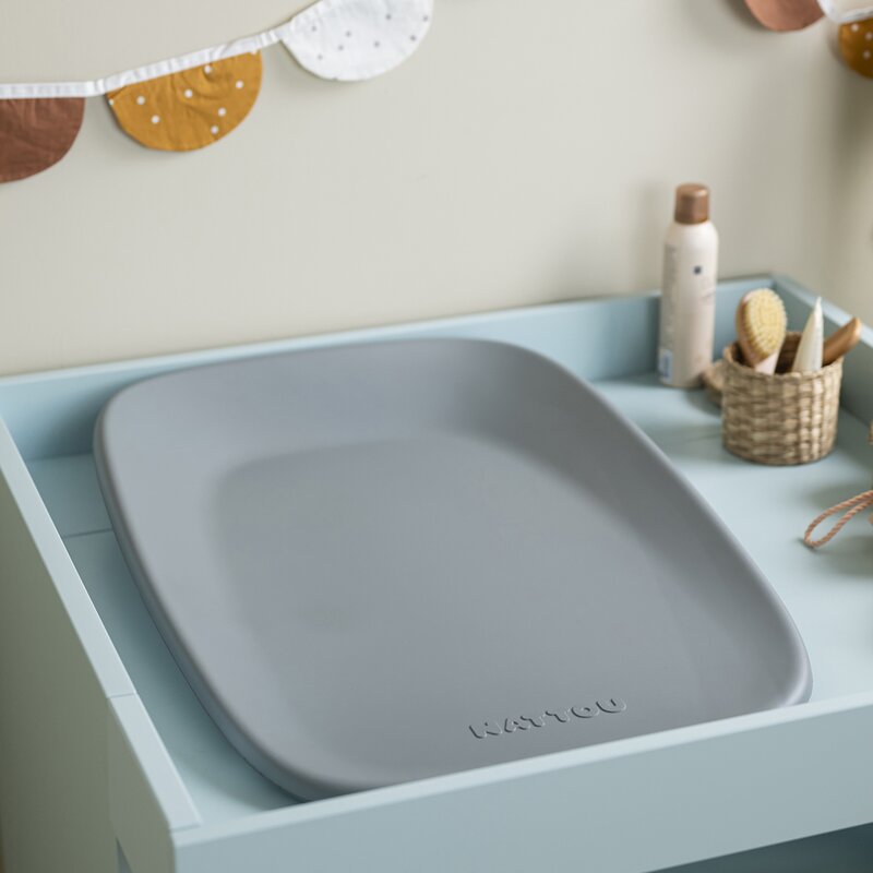 Saltea de infasat, Nattou, Softy, Moale, Utilizabil si fara husa, Design ergonomic, Spuma PU, 70x50x10 cm, Fara BPA, 0 luni+, Gri