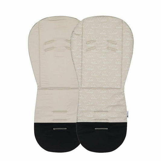 Salteluta pentru carucior, Petite&Mars, Foamy, Din spuma cu memorie, 86 x 42 cm, Reversibila, Universala, Design balenute, Bej
