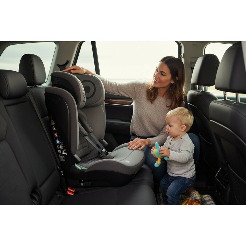 Scaun auto, Be Cool, Bravo, I-Size, 100-150 cm, 4-12 ani, Cu isofix, Cu inclinare anatomica, Conform cu standardul european de securitate ECE R129, Be Smoke