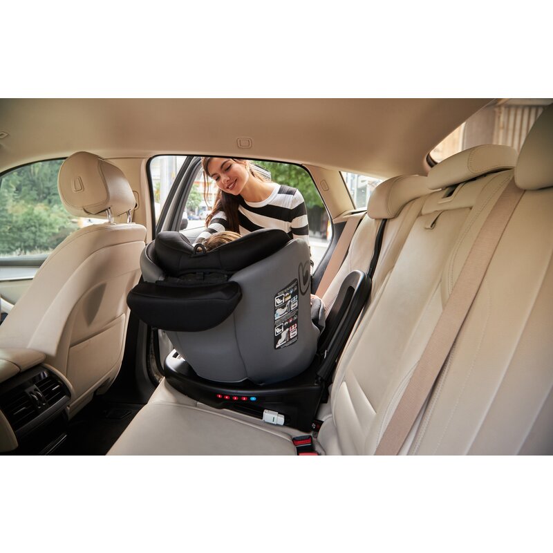 Scaun auto, Be Cool, Easy I-Size, Rotire 360 grade, 40 - 150 cm, 0 - 36 kg, Cu Isofix si Centura Top Tether, Conform cu standardul european de securitate ECE R129, Antracita