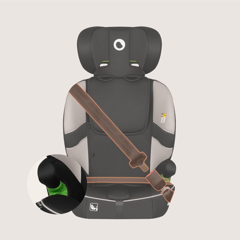 Scaun auto i-Size, Lionelo, Billy , 76 - 150 cm, 1/2/3, Isofix + top tether, Tetiera reglabila in 10 pozitii, Insertie ergonomica, Tapiterie lavabila, Testat la impact, Baza lata, Conform cu R129, Bej