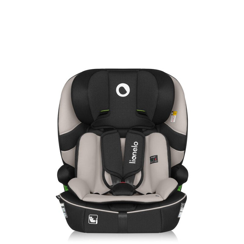 Scaun auto i-Size, Lionelo, Billy , 76 - 150 cm, 1/2/3, Isofix + top tether, Tetiera reglabila in 10 pozitii, Insertie ergonomica, Tapiterie lavabila, Testat la impact, Baza lata, Conform cu R129, Bej