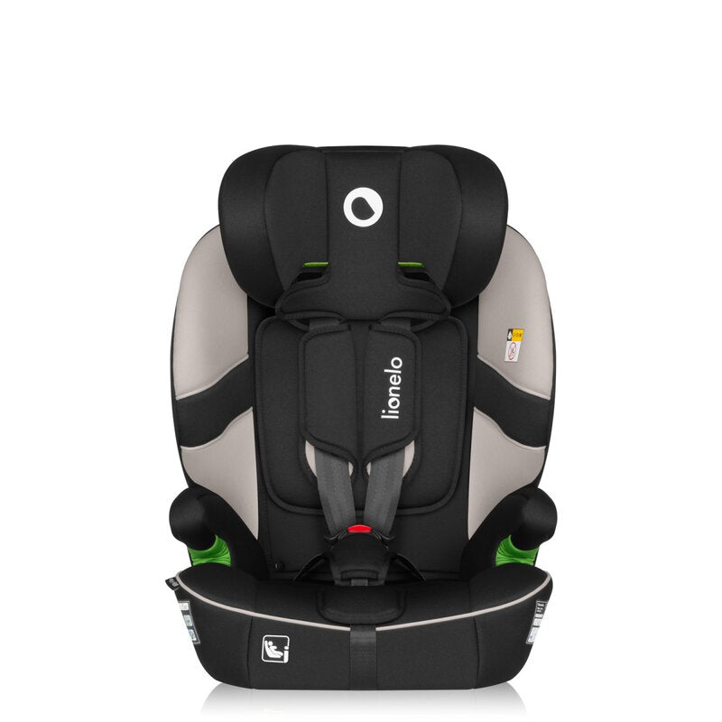 Scaun auto i-Size, Lionelo, Billy , 76 - 150 cm, 1/2/3, Isofix + top tether, Tetiera reglabila in 10 pozitii, Insertie ergonomica, Tapiterie lavabila, Testat la impact, Baza lata, Conform cu R129, Bej