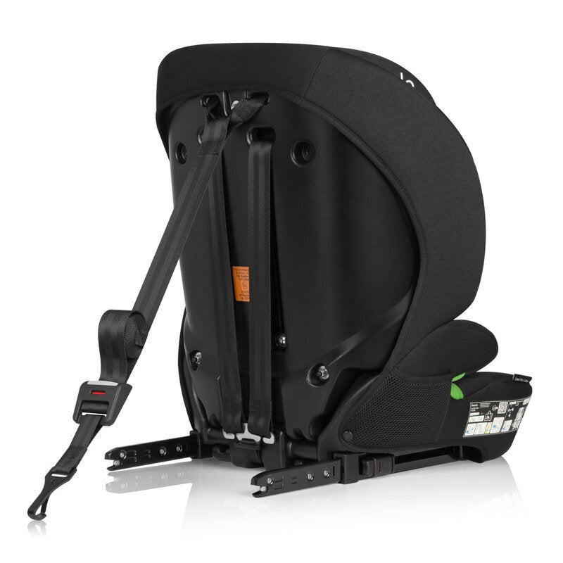 Scaun auto i-Size, Lionelo, Levi Fix, 76 - 150 cm, 1/2/3, ISOFIX + Top Tether, Tetiera reglabila in 10 pozitii, Insertie ergonomica Dri-Seat, Tapiterie lavabila, Testat la impact, Baza lata, Cotiere practice, Conform cu R129, Negru
