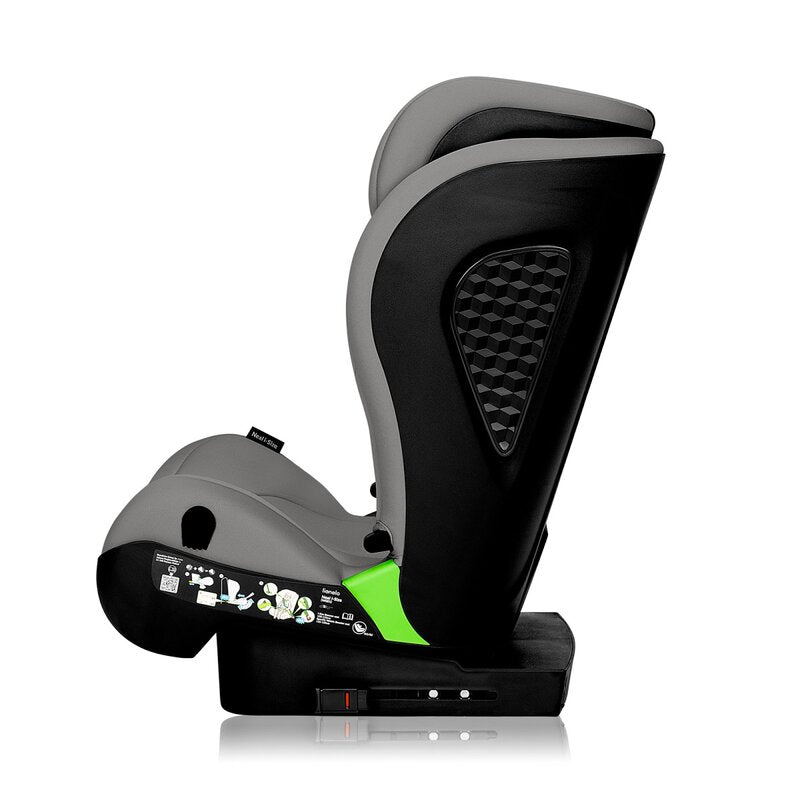 Scaun auto i-Size, Lionelo, Neal, Spatar reglabil in 4 pozitii, Tetiera in 10 pozitii, Suport sticla inclus, 15-36 Kg, 100-150 cm, Cu Isofix, Conform ECE R129, Gri