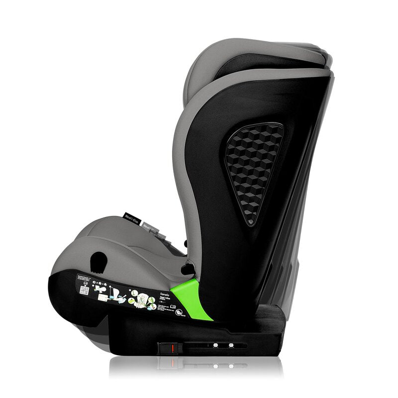 Scaun auto i-Size, Lionelo, Neal, Spatar reglabil in 4 pozitii, Tetiera in 10 pozitii, Suport sticla inclus, 15-36 Kg, 100-150 cm, Cu Isofix, Conform ECE R129, Gri