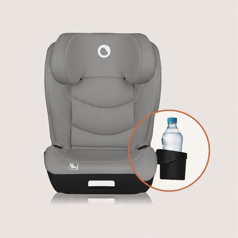 Scaun auto i-Size, Lionelo, Neal, Spatar reglabil in 4 pozitii, Tetiera in 10 pozitii, Suport sticla inclus, 15-36 Kg, 100-150 cm, Cu Isofix, Conform ECE R129, Gri