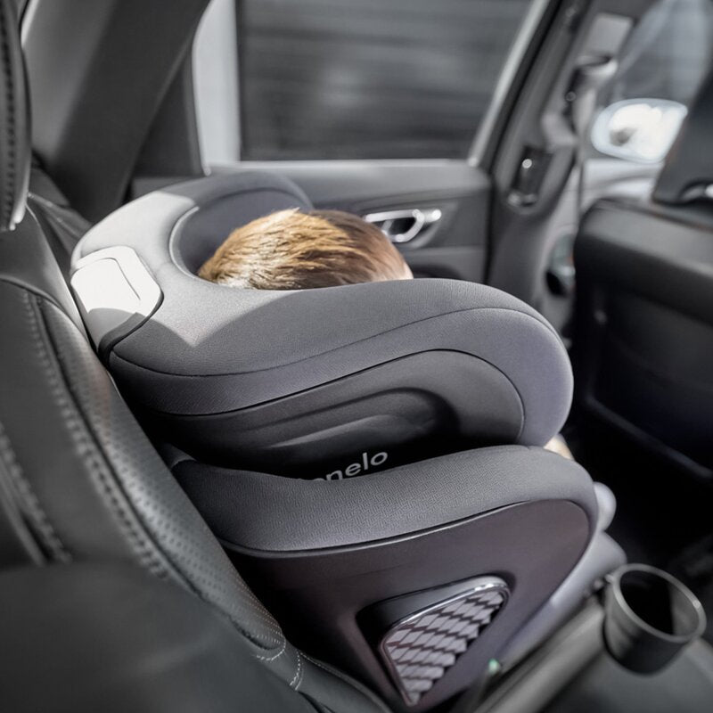 Scaun auto i-Size, Lionelo, Neal, Spatar reglabil in 4 pozitii, Tetiera in 10 pozitii, Suport sticla inclus, 15-36 Kg, 100-150 cm, Cu Isofix, Conform ECE R129, Gri