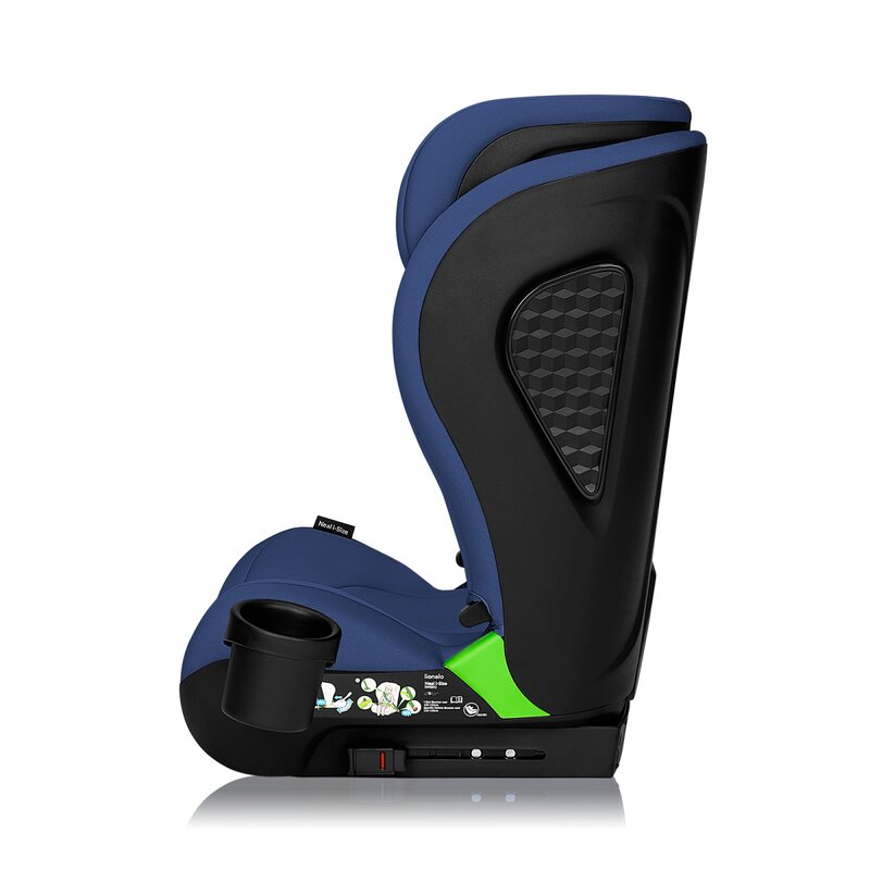Scaun auto i-Size, Lionelo, Neal, Spatar reglabil in 4 pozitii, Tetiera in 10 pozitii, Suport sticla inclus, 15-36 Kg, 100-150 cm, Cu Isofix, Conform ECE R129, Albastru