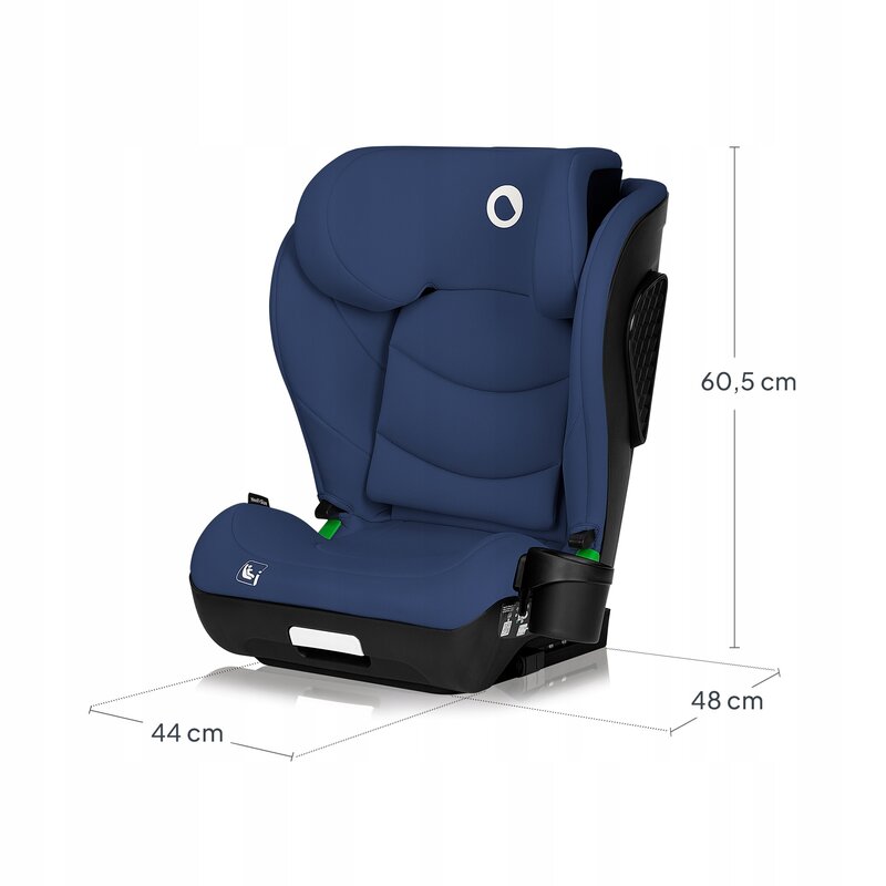 Scaun auto i-Size, Lionelo, Neal, Spatar reglabil in 4 pozitii, Tetiera in 10 pozitii, Suport sticla inclus, 15-36 Kg, 100-150 cm, Cu Isofix, Conform ECE R129, Albastru