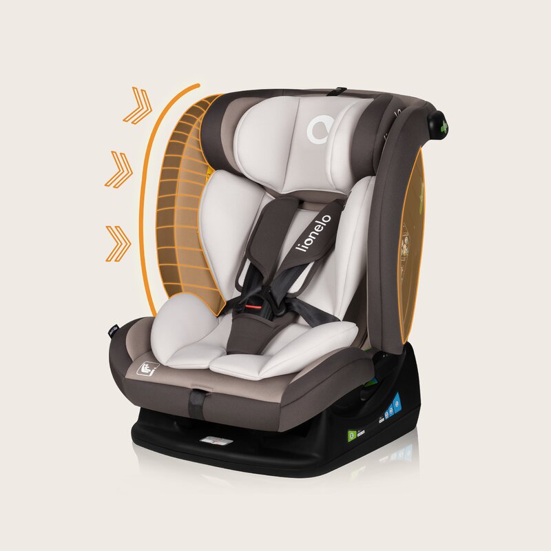 Scaun auto, Lionelo, Aart i-Size, Cu spatar inclinabil in 4 pozitii, Cu tetiera reglabila in 13 pozitii, 0-36 Kg, 40-150 cm, Cu centura siguranta in 3 puncte, Conform cu ECE R129/03, Bej