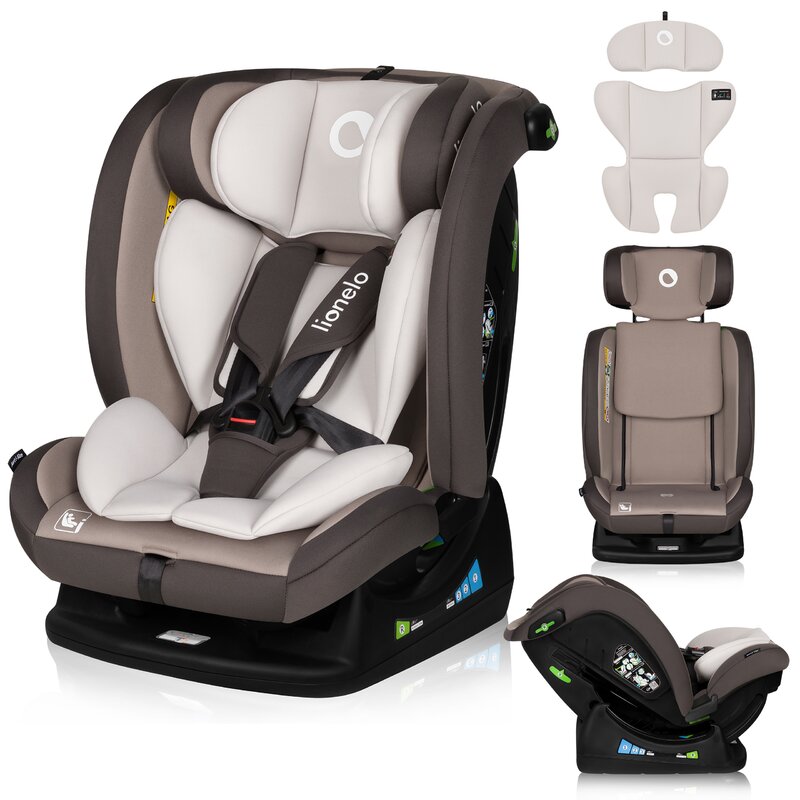 Scaun auto, Lionelo, Aart i-Size, Cu spatar inclinabil in 4 pozitii, Cu tetiera reglabila in 13 pozitii, 0-36 Kg, 40-150 cm, Cu centura siguranta in 3 puncte, Conform cu ECE R129/03, Bej