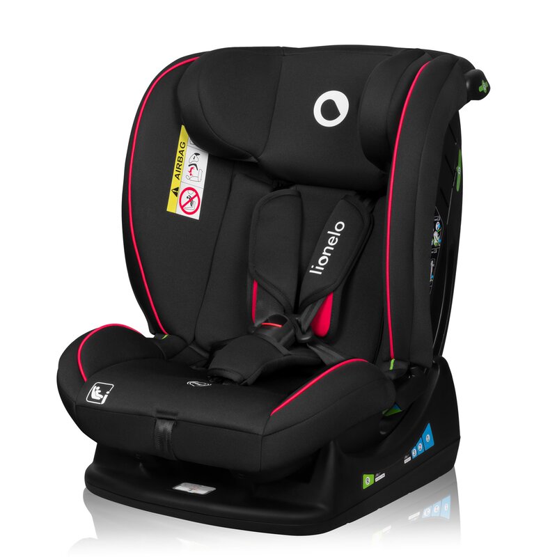 Scaun auto, Lionelo, Aart i-Size, Cu spatar inclinabil in 4 pozitii, Cu tetiera reglabila in 13 pozitii, 0-36 Kg, 40-150 cm, Cu centura siguranta in 3 puncte, Conform cu ECE R129/03, Negru/Rosu