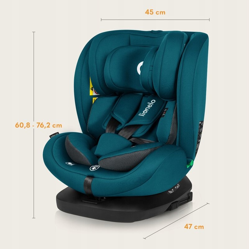 Scaun auto, Lionelo, Bastiaan i-Size, 4 in 1, Protectie laterala, Cu spatar inclinabil in 4 pozitii, Cu tetiera reglabila in 7 pozitii, Rotire 360 grade, Top Tether, 0-36 Kg, 40-150 cm, Cu Isofix, Conform cu ECE R129/03, Albastru Indigo