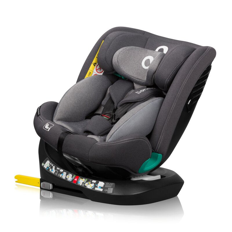 Scaun auto, Lionelo, Bastiaan One i-Size, 4 in 1, Protectie laterala, Cu spatar inclinabil in 4 pozitii, Cu tetiera reglabila in 13 pozitii, Rotire 360 grade, Top Tether, 0-36 Kg, 40-150 cm, Cu Isofix, Conform cu ECE R129, Gri