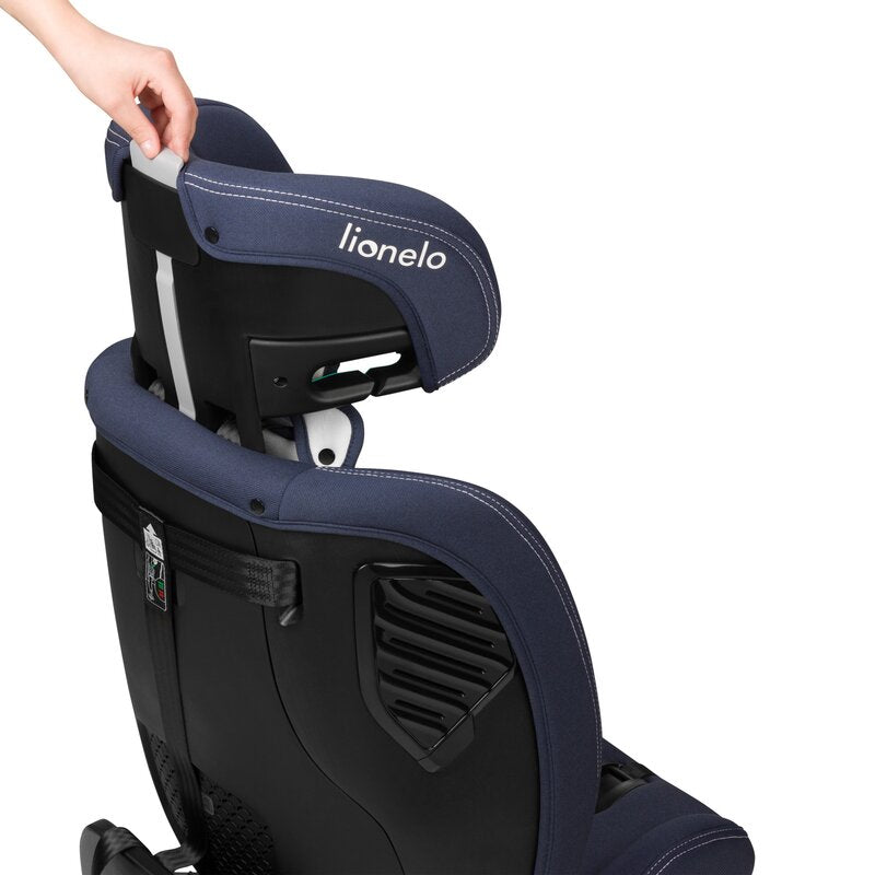 Scaun auto, Lionelo, Bastiaan One i-Size, 4 in 1, Protectie laterala, Cu spatar inclinabil in 4 pozitii, Cu tetiera reglabila in 13 pozitii, Rotire 360 grade, Top Tether, 0-36 Kg, 40-150 cm, Cu Isofix, Conform cu ECE R129, Albastru