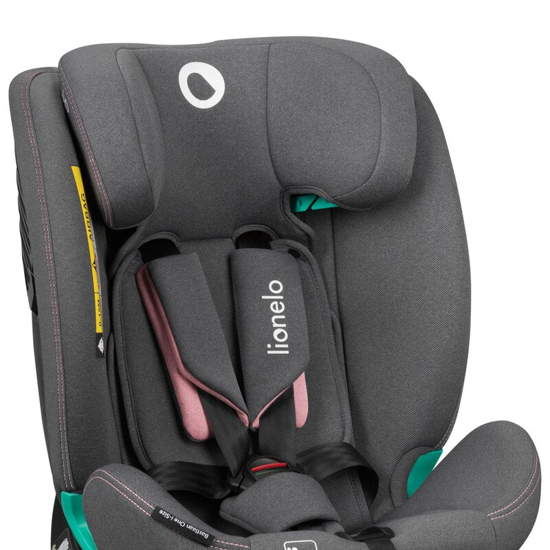 Scaun auto, Lionelo, Bastiaan One i-Size, 4 in 1, Protectie laterala, Cu spatar inclinabil in 4 pozitii, Cu tetiera reglabila in 13 pozitii, Rotire 360 grade, Top Tether, 0-36 Kg, 40-150 cm, Cu Isofix, Conform cu ECE R129, Roz