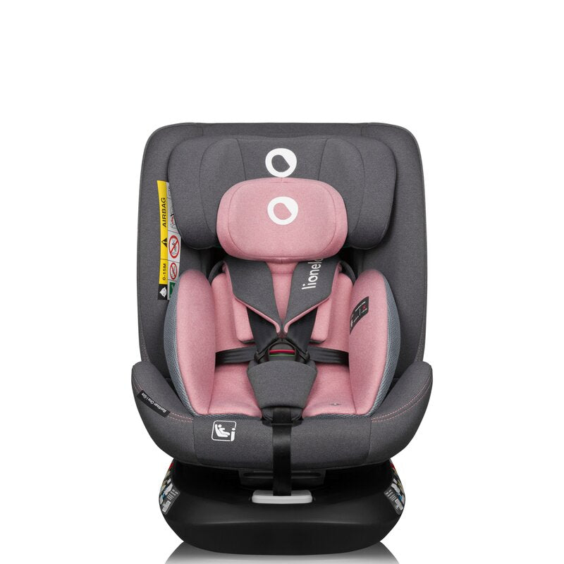 Scaun auto, Lionelo, Bastiaan One i-Size, 4 in 1, Protectie laterala, Cu spatar inclinabil in 4 pozitii, Cu tetiera reglabila in 13 pozitii, Rotire 360 grade, Top Tether, 0-36 Kg, 40-150 cm, Cu Isofix, Conform cu ECE R129, Roz