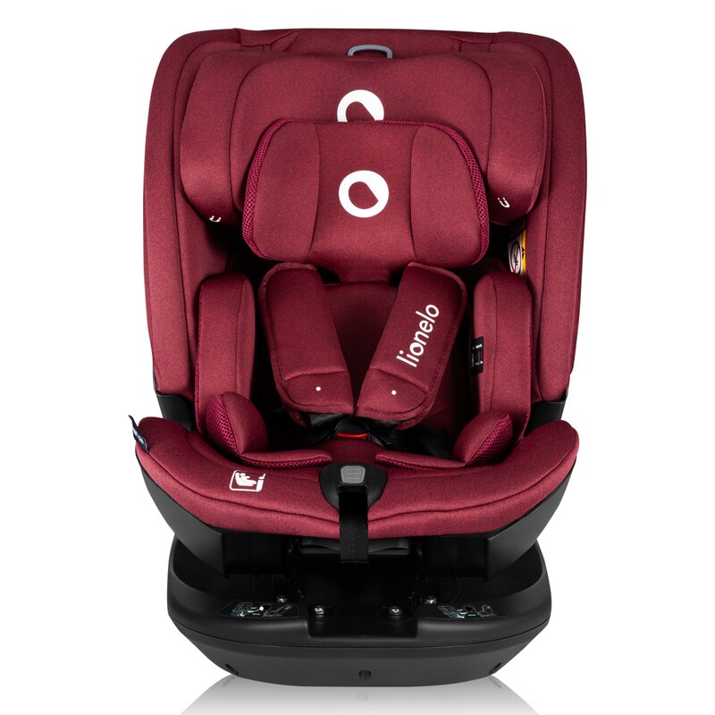 Scaun auto, Lionelo, Bastiaan RWF i-Size, Pozitie de somn, Protectie laterala, Rotire 360 grade, 0-36 Kg, Cu Isofix si Centura Top Tether, Conform cu standardul european de securitate ECE R129, Rosu