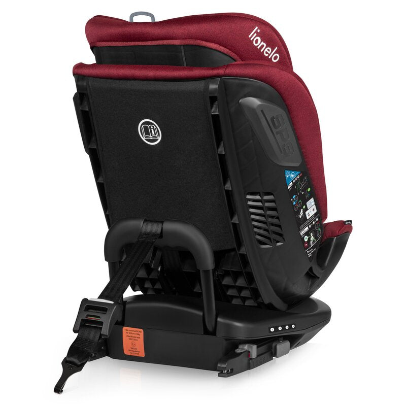 Scaun auto, Lionelo, Bastiaan RWF i-Size, Pozitie de somn, Protectie laterala, Rotire 360 grade, 0-36 Kg, Cu Isofix si Centura Top Tether, Conform cu standardul european de securitate ECE R129, Rosu