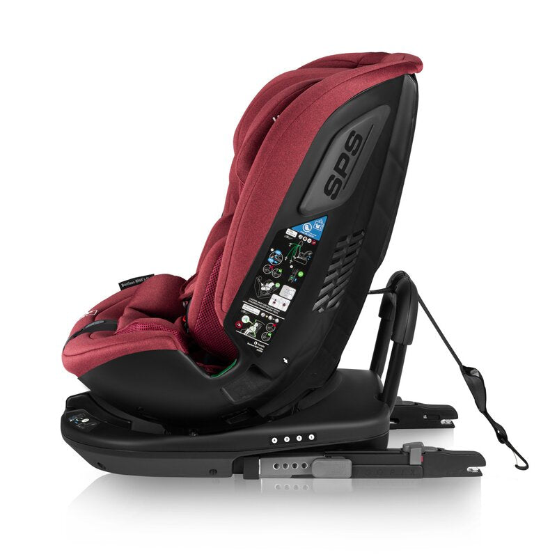 Scaun auto, Lionelo, Bastiaan RWF i-Size, Pozitie de somn, Protectie laterala, Rotire 360 grade, 0-36 Kg, Cu Isofix si Centura Top Tether, Conform cu standardul european de securitate ECE R129, Rosu