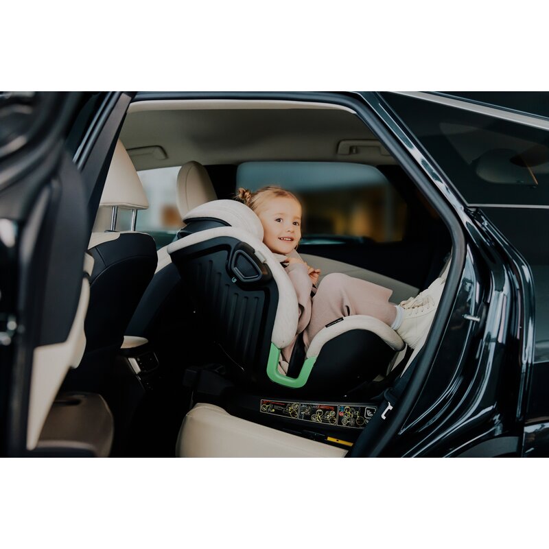 Scaun auto, Lionelo, Harmony i-Size, Rotire 360 grade, Protectie laterala, Cu spatar reglabil in 5 pozitii, Cu tetiera reglabila in 12 pozitii, 0-36 Kg, 40-150 cm, Cu Isofix, Husa din bambus, Conform cu ECE R129, Gri inchis