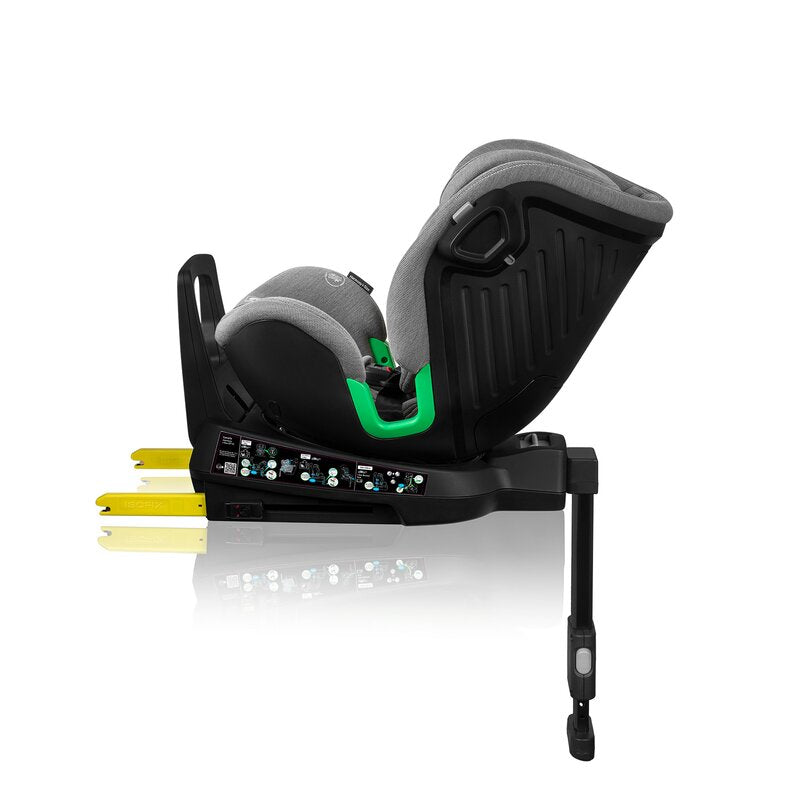 Scaun auto, Lionelo, Harmony i-Size, Rotire 360 grade, Protectie laterala, Cu spatar reglabil in 5 pozitii, Cu tetiera reglabila in 12 pozitii, 0-36 Kg, 40-150 cm, Cu Isofix, Husa din bambus, Conform cu ECE R129, Gri deschis