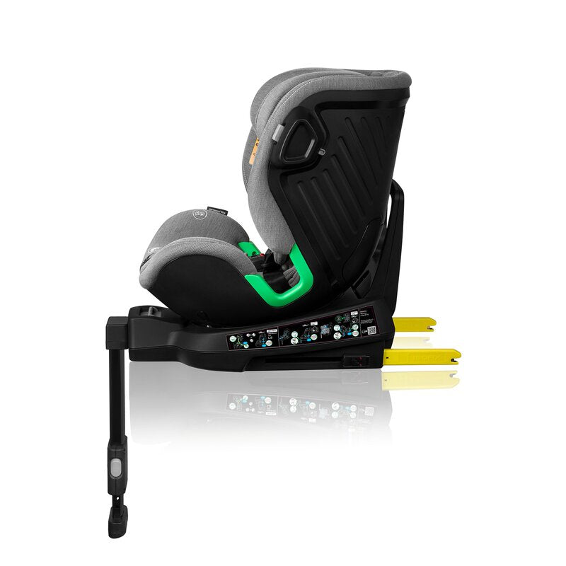 Scaun auto, Lionelo, Harmony i-Size, Rotire 360 grade, Protectie laterala, Cu spatar reglabil in 5 pozitii, Cu tetiera reglabila in 12 pozitii, 0-36 Kg, 40-150 cm, Cu Isofix, Husa din bambus, Conform cu ECE R129, Gri deschis