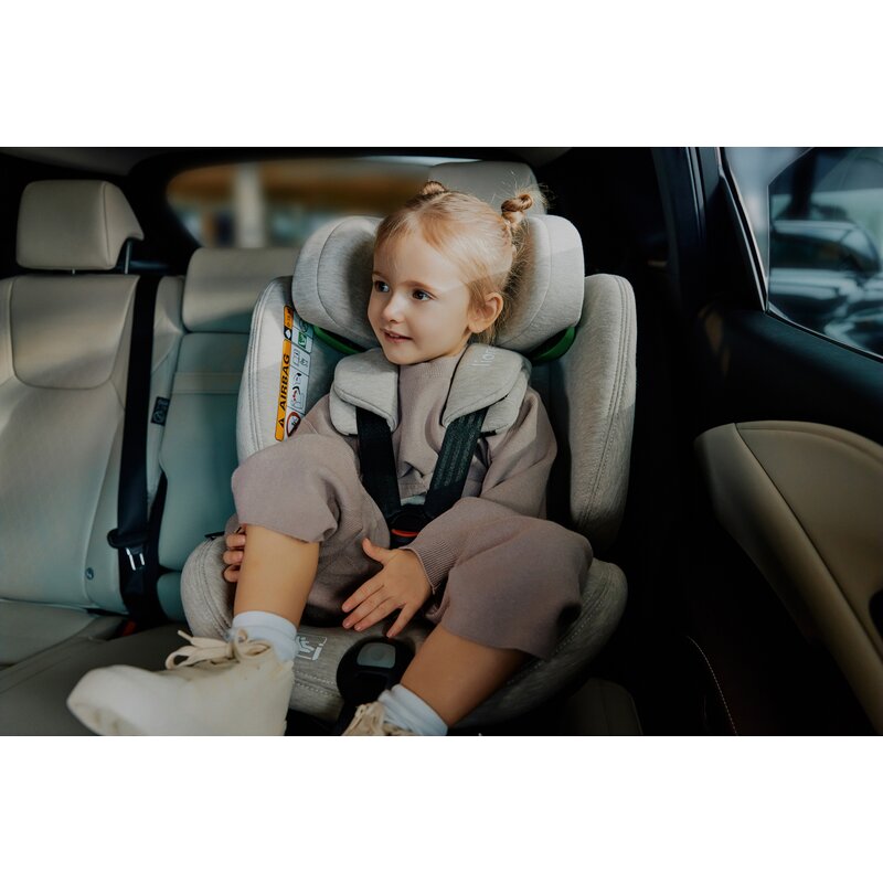 Scaun auto, Lionelo, Harmony i-Size, Rotire 360 grade, Protectie laterala, Cu spatar reglabil in 5 pozitii, Cu tetiera reglabila in 12 pozitii, 0-36 Kg, 40-150 cm, Cu Isofix, Husa din bambus, Conform cu ECE R129, Gri deschis