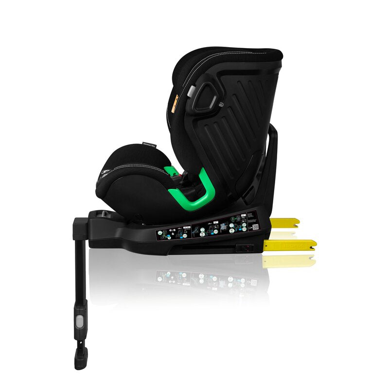 Scaun auto, Lionelo, Harmony i-Size, Rotire 360 grade, Protectie laterala, Cu spatar reglabil in 5 pozitii, Cu tetiera reglabila in 12 pozitii, 0-36 Kg, 40-150 cm, Cu Isofix, Husa din bambus, Conform cu ECE R129, Negru