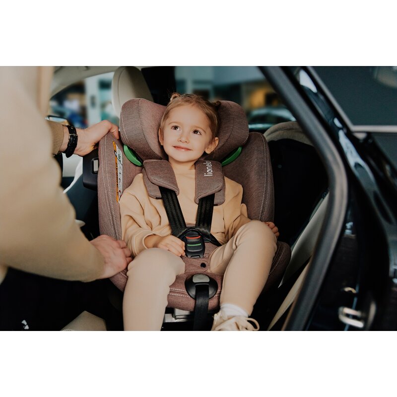 Scaun auto, Lionelo, Harmony i-Size, Rotire 360 grade, Protectie laterala, Cu spatar reglabil in 5 pozitii, Cu tetiera reglabila in 12 pozitii, 0-36 Kg, 40-150 cm, Cu Isofix, Husa din bambus, Conform cu ECE R129, Gri deschis