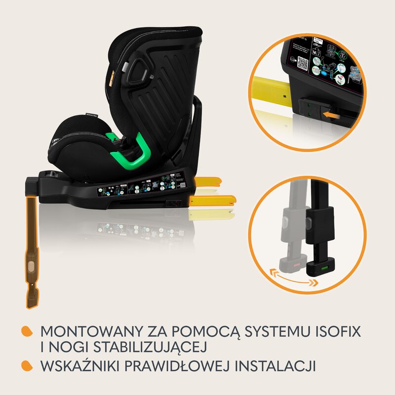 Scaun auto, Lionelo, Harmony i-Size, Rotire 360 grade, Protectie laterala, Cu spatar reglabil in 5 pozitii, Cu tetiera reglabila in 12 pozitii, 0-36 Kg, 40-150 cm, Cu Isofix, Husa din bambus, Conform cu ECE R129, Negru