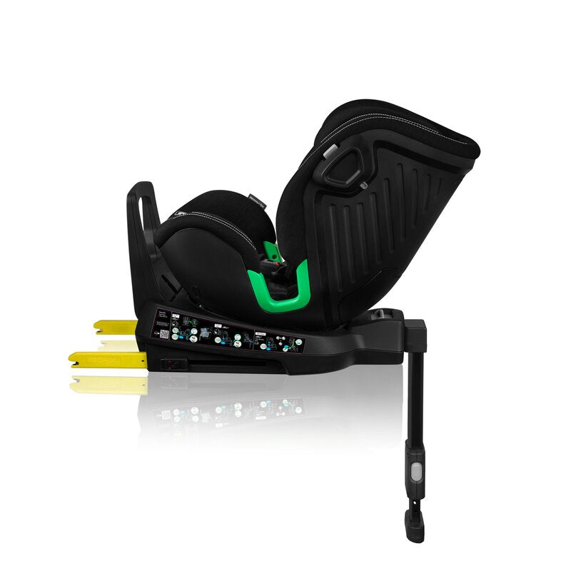 Scaun auto, Lionelo, Harmony i-Size, Rotire 360 grade, Protectie laterala, Cu spatar reglabil in 5 pozitii, Cu tetiera reglabila in 12 pozitii, 0-36 Kg, 40-150 cm, Cu Isofix, Husa din bambus, Conform cu ECE R129, Negru