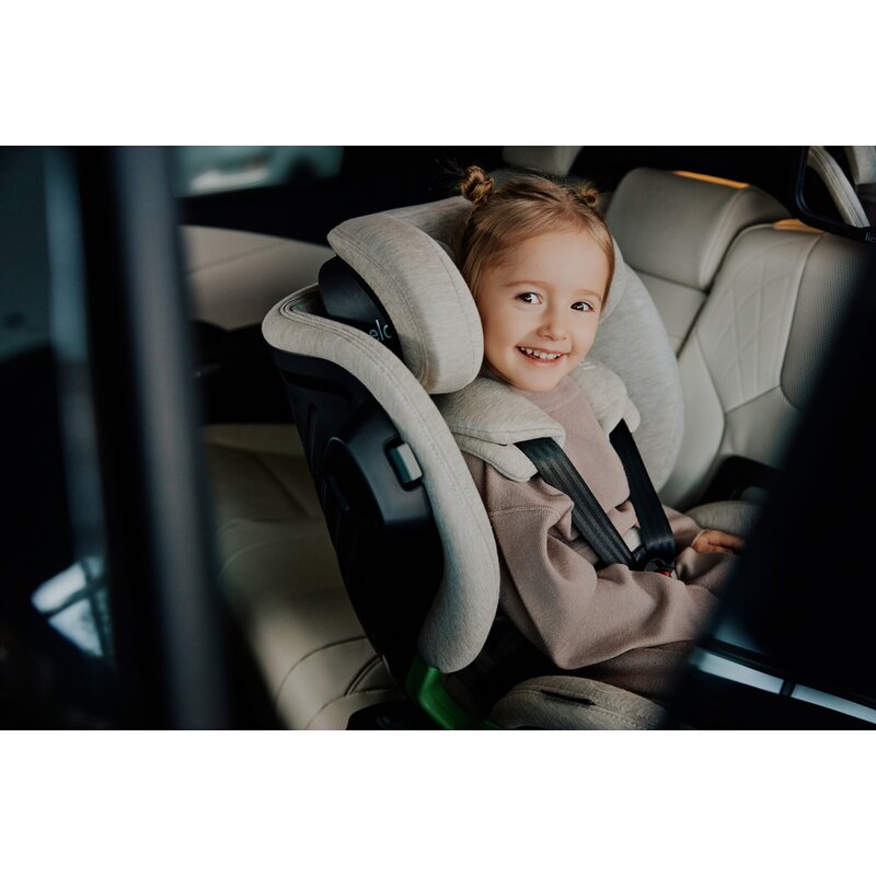 Scaun auto, Lionelo, Harmony i-Size, Rotire 360 grade, Protectie laterala, Cu spatar reglabil in 5 pozitii, Cu tetiera reglabila in 12 pozitii, 0-36 Kg, 40-150 cm, Cu Isofix, Husa din bambus, Conform cu ECE R129, Gri inchis