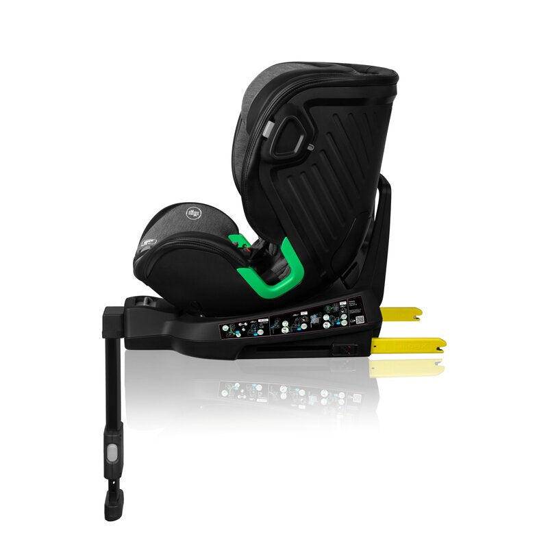 Scaun auto, Lionelo, Harmony i-Size, Rotire 360 grade, Protectie laterala, Cu spatar reglabil in 5 pozitii, Cu tetiera reglabila in 12 pozitii, 0-36 Kg, 40-150 cm, Cu Isofix, Husa din bambus, Conform cu ECE R129, Gri inchis