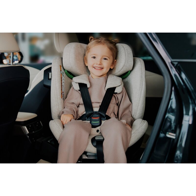 Scaun auto, Lionelo, Harmony i-Size, Rotire 360 grade, Protectie laterala, Cu spatar reglabil in 5 pozitii, Cu tetiera reglabila in 12 pozitii, 0-36 Kg, 40-150 cm, Cu Isofix, Husa din bambus, Conform cu ECE R129, Gri deschis