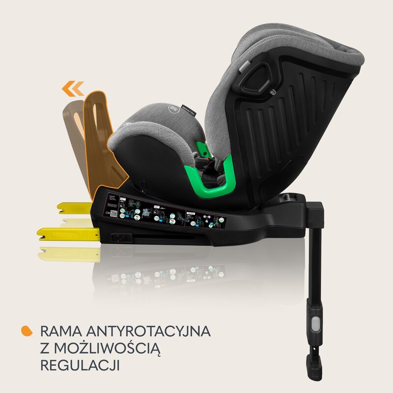Scaun auto, Lionelo, Harmony i-Size, Rotire 360 grade, Protectie laterala, Cu spatar reglabil in 5 pozitii, Cu tetiera reglabila in 12 pozitii, 0-36 Kg, 40-150 cm, Cu Isofix, Husa din bambus, Conform cu ECE R129, Gri deschis