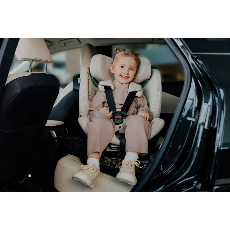 Scaun auto, Lionelo, Harmony i-Size, Rotire 360 grade, Protectie laterala, Cu spatar reglabil in 5 pozitii, Cu tetiera reglabila in 12 pozitii, 0-36 Kg, 40-150 cm, Cu Isofix, Husa din bambus, Conform cu ECE R129, Gri deschis